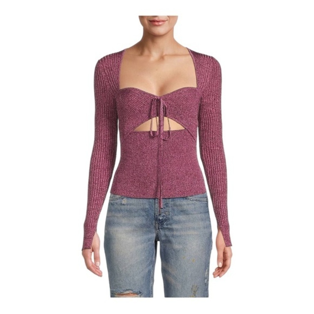 Jonathan Simkhai Alexia Ribbed Cut Out Sweater Size XL NWOT Luxe Knit‎